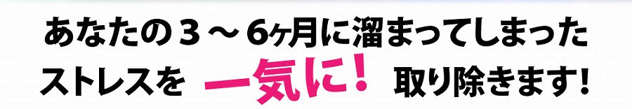 あなたの３～６ケ月に溜まってしまったストレスを一気に取り除きます！